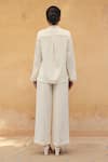Shop_Maenaam_Ivory Polyester, Satin Sequins, Embroidery Ananya Hand Shirt And Pant Set _at_Aza_Fashions