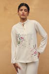 Buy_Maenaam_Ivory Polyester, Satin Sequins, Embroidery Ananya Hand Shirt And Pant Set _Online_at_Aza_Fashions