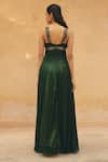 Shop_Maenaam_Green Crepe Embroidery, Sequins Halter Neck, V-neck, Keyhole Lynn Hand Gown _at_Aza_Fashions