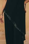 Maenaam_Black Polyester, Satin Beads, Sequins, Eira Asymmetric Hem Top And Pant Set  _Online_at_Aza_Fashions