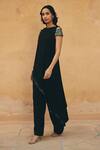 Shop_Maenaam_Black Polyester, Satin Beads, Sequins, Eira Asymmetric Hem Top And Pant Set  _Online_at_Aza_Fashions
