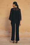 Shop_Maenaam_Black Silk, Satin Embroidery, Sequins, Beads V-neck Elara Hand Top And Pant Set _at_Aza_Fashions