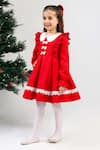 Shop The Pony & Peony Co. Red Crepe Bows, Lace Rudolph Dress Online at Aza Fashions Shop_The Pony & Peony Co._Red Crepe Bows, Lace Rudolph Dress _Online_at_Aza_Fashions