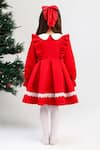 Shop The Pony & Peony Co. Red Crepe Bows, Lace Rudolph Dress at Aza Fashions Shop_The Pony & Peony Co._Red Crepe Bows, Lace Rudolph Dress _at_Aza_Fashions