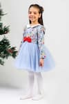 The Pony & Peony Co. Blue Flannel, Cotton Bows Celeste Net Dress Online at Aza Fashions The Pony & Peony Co._Blue Flannel, Cotton Bows Celeste Net Dress _Online_at_Aza_Fashions