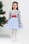 Buy The Pony & Peony Co. Blue Flannel, Cotton Bows Celeste Net Dress at Aza Fashions Buy_The Pony & Peony Co._Blue Flannel, Cotton Bows Celeste Net Dress _at_Aza_Fashions