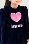 Shop The Pony & Peony Co. Blue Velvet Sequins, Bows Navy Heart Dress Online at Aza Fashions Shop_The Pony & Peony Co._Blue Velvet Sequins, Bows Navy Heart Dress _Online_at_Aza_Fashions