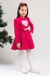 The Pony & Peony Co. Magenta Velvet Sequins, Bows Heart Dress Online at Aza Fashions The Pony & Peony Co._Magenta Velvet Sequins, Bows Heart Dress _Online_at_Aza_Fashions