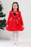Buy The Pony & Peony Co. Red Rayon Sequins, Bows Love You Dress at Aza Fashions Buy_The Pony & Peony Co._Red Rayon Sequins, Bows Love You Dress _at_Aza_Fashions