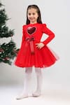 The Pony & Peony Co. Red Rayon Sequins, Bows Love You Dress Online at Aza Fashions The Pony & Peony Co._Red Rayon Sequins, Bows Love You Dress _Online_at_Aza_Fashions