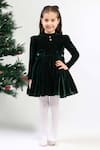 Buy The Pony & Peony Co. Green Velvet Bows Dress at Aza Fashions Buy_The Pony & Peony Co._Green Velvet Bows Dress _at_Aza_Fashions