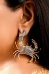 Buy_MAALICIOUS JEWELRY_Gold Plated Crystals So Crabby Mismatched Earrings _at_Aza_Fashions