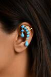 Buy MAALICIOUS JEWELRY Gold Plated Imitation Gemstones Waves Of Blue Ear Cuff - Single Pc at Aza Fashions Buy_MAALICIOUS JEWELRY_Gold Plated Imitation Gemstones Waves Of Blue Ear Cuff - Single Pc _at_Aza_Fashions