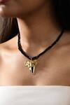 Buy MAALICIOUS JEWELRY Black Shark Fang Pendant Beaded Chain Necklace at Aza Fashions Buy_MAALICIOUS JEWELRY_Black Shark Fang Pendant Beaded Chain Necklace _at_Aza_Fashions