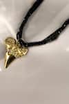 MAALICIOUS JEWELRY Black Shark Fang Pendant Beaded Chain Necklace Online at Aza Fashions MAALICIOUS JEWELRY_Black Shark Fang Pendant Beaded Chain Necklace _Online_at_Aza_Fashions