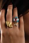 Buy MAALICIOUS JEWELRY Multi Color Stones, Crystals Siren Lotus Nail Ring - Single Pc at Aza Fashions Buy_MAALICIOUS JEWELRY_Multi Color Stones, Crystals Siren Lotus Nail Ring - Single Pc _at_Aza_Fashions