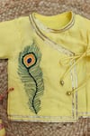 Lil Angels Yellow Silk, Cotton Embroidery Mor Pankh Jaamna Kurta Set Online at Aza Fashions Lil Angels_Yellow Silk, Cotton Embroidery Mor Pankh Jaamna Kurta Set _Online_at_Aza_Fashions