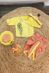 Buy Lil Angels Yellow Silk, Cotton Embroidery Mor Pankh Jaamna Kurta Set at Aza Fashions Buy_Lil Angels_Yellow Silk, Cotton Embroidery Mor Pankh Jaamna Kurta Set _at_Aza_Fashions