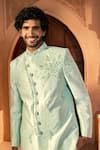 Arihant Rai Sinha Green Silk, Dupion Embroidery, Stones Scattered Floral Sherwani Set Arihant Rai Sinha_Green Silk, Dupion Embroidery, Stones Scattered Floral Sherwani Set