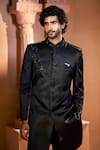 Arihant Rai Sinha_Black Silk, Dupion Beads, Sequins, Embroidery Sherwani Set 