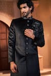 Arihant Rai Sinha Black Velvet, Dupion, Silk Embroidery Sherwani Set Arihant Rai Sinha_Black Velvet, Dupion, Silk Embroidery Sherwani Set