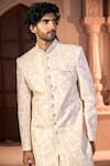 Shop Arihant Rai Sinha Cream Silk, Dupion Embroidery, Sequins Sherwani And Pant Set at Aza Fashions Shop_Arihant Rai Sinha_Cream Silk, Dupion Embroidery, Sequins Sherwani And Pant Set _at_Aza_Fashions