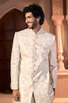 Arihant Rai Sinha Cream Silk, Dupion Embroidery, Sequins Sherwani And Pant Set Arihant Rai Sinha_Cream Silk, Dupion Embroidery, Sequins Sherwani And Pant Set