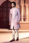 Arihant Rai Sinha Pink Silk, Dupion Embroidery, Metallic Thread Paisley Pattern Sherwani Set Arihant Rai Sinha_Pink Silk, Dupion Embroidery, Metallic Thread Paisley Pattern Sherwani Set