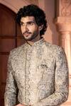 Arihant Rai Sinha Green Silk, Dupion Embroidery Paisley Work Sherwani Set Arihant Rai Sinha_Green Silk, Dupion Embroidery Paisley Work Sherwani Set