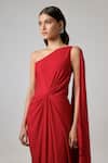 Buy NA-KA Red Georgette One Shoulder Pleated And Gathered Gown Online at Aza Fashions Buy_NA-KA_Red Georgette One Shoulder Pleated And Gathered Gown _Online_at_Aza_Fashions