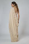 Shop_Masumi Mewawalla_Beige Georgette, Tussar, Silk Embroidery, Resham And Aari Pre-draped Saree Set _at_Aza_Fashions