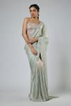 Buy Masumi Mewawalla Mint Tissue, Silk Sequins, Embroidery Bandeau Neck Pre-draped Saree And Blouse Set at Aza Fashions Buy_Masumi Mewawalla_Mint Tissue, Silk Sequins, Embroidery Bandeau Neck Pre-draped Saree And Blouse Set _at_Aza_Fashions