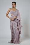 Buy Masumi Mewawalla Lilac Tissue, Tussar, Silk, Crinkle Embroidery, Pre-draped Saree And Blouse Set at Aza Fashions Buy_Masumi Mewawalla_Lilac Tissue, Tussar, Silk, Crinkle Embroidery, Pre-draped Saree And Blouse Set _at_Aza_Fashions