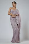 Masumi Mewawalla Lilac Tissue, Tussar, Silk, Crinkle Embroidery, Pre-draped Saree And Blouse Set at Aza Fashions Masumi Mewawalla_Lilac Tissue, Tussar, Silk, Crinkle Embroidery, Pre-draped Saree And Blouse Set _at_Aza_Fashions