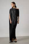 Buy NA-KA Black Satin One Shoulder Draped Gown at Aza Fashions Buy_NA-KA_Black Satin One Shoulder Draped Gown _at_Aza_Fashions