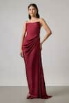 Buy NA-KA Maroon Satin Cowl Neck Gown at Aza Fashions Buy_NA-KA_Maroon Satin Cowl Neck Gown _at_Aza_Fashions