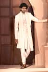 Arihant Rai Sinha Pink Silk, Dupion Embroidery Floral Vine Sherwani Pant Set Arihant Rai Sinha_Pink Silk, Dupion Embroidery Floral Vine Sherwani Pant Set