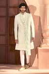 Arihant Rai Sinha Green Silk, Dupion Embroidery, Zari Floral Vine Sherwani Set Arihant Rai Sinha_Green Silk, Dupion Embroidery, Zari Floral Vine Sherwani Set