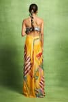 Shop_Vedika M_Yellow Tissue Sequins, Mirrors, Abstract Print Pleated Skirt And Dupatta Set _at_Aza_Fashions