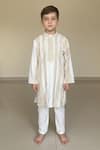 Buy_Minime Organics_Off White Cotton Embroidery Handloomed Kurta And Pyjama Set _at_Aza_Fashions