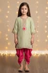 Buy_Minime Organics_Green Viscose, Silk Gota Patti, Embroidery, Zari Kurta And Dhoti Pant Set _at_Aza_Fashions
