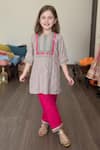 Buy_Minime Organics_Grey Silk, Cotton Embroidery, Mirrors, Gota Patti Kurta And Salwar Set _at_Aza_Fashions