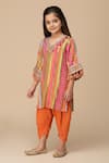 Buy_Minime Organics_Multi Color Cotton Mirrors, Tassels, Lace Striped Pattern Kurta And Dhoti Pant Set _at_Aza_Fashions