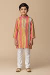 Buy_Minime Organics_Multi Color Cotton Striped Handloom Kurta And Pyjama Set _at_Aza_Fashions