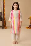Shop_Minime Organics_Multi Color Handloom Cotton, Cotton, Lurex Striped Work Kurta And Salwar Set _at_Aza_Fashions