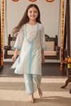 Buy_Minime Organics_Blue Handloom Cotton, Cotton, Lurex Mirrors, Embellished Kurta And Salwar Set _at_Aza_Fashions