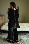 Shop_Shorshe Clothing_Black Velvet Embroidery, Sequins, Lace, Zari Sunehera Hand Kurta And Sharara Set _at_Aza_Fashions