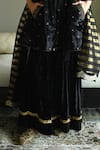 Buy_Shorshe Clothing_Black Velvet Embroidery, Sequins, Lace, Zari Sunehera Hand Kurta And Sharara Set _Online_at_Aza_Fashions