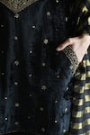 Shop_Shorshe Clothing_Black Velvet Embroidery, Sequins, Lace, Zari Sunehera Hand Kurta And Sharara Set _Online_at_Aza_Fashions