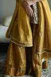 Buy_Shorshe Clothing_Gold Brocade, Tissue Embroidery, Lace V-neck Sitara Hand Kurta And Sharara Set _Online_at_Aza_Fashions